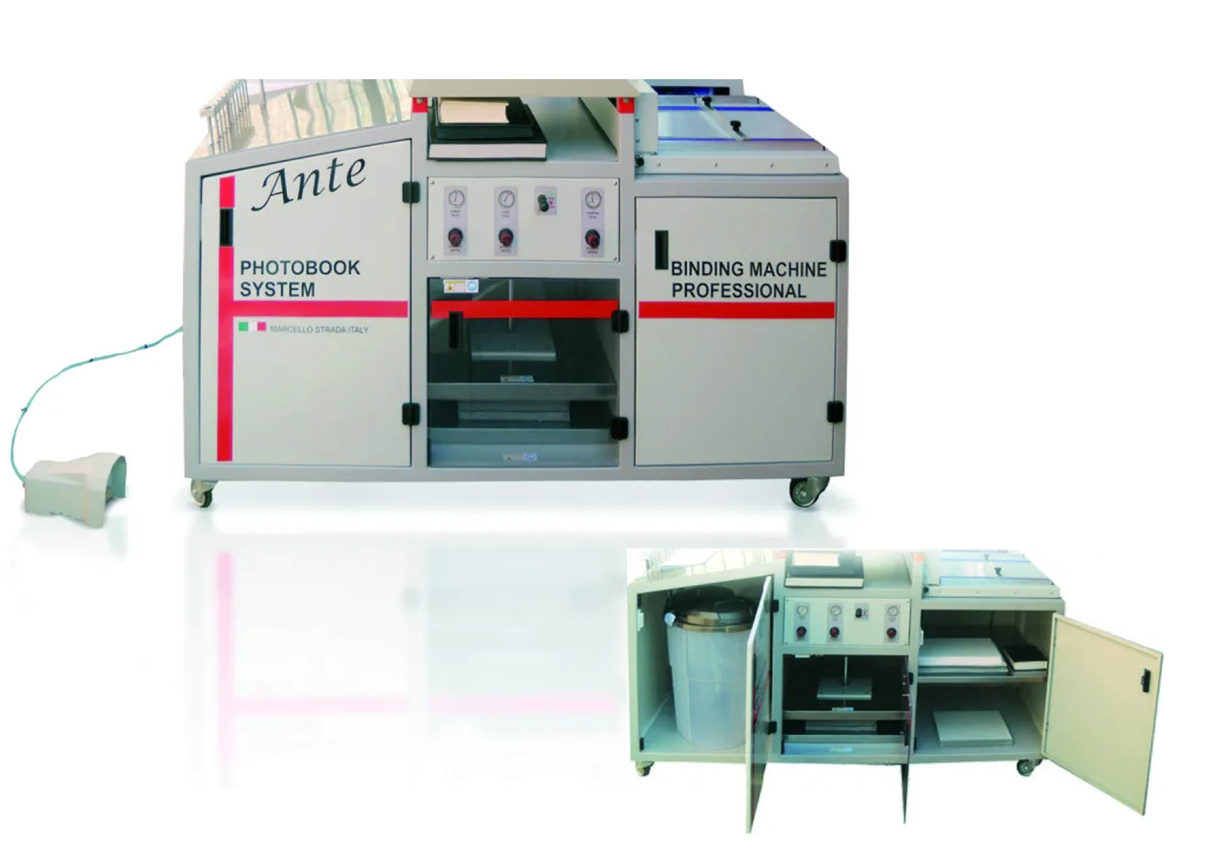 Photobook binding machine
Aligner - Creasing - Press - Pneumatic
System made in Italy